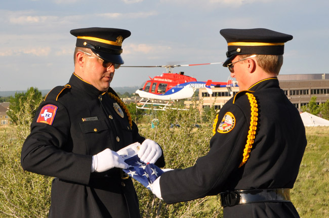 PHI Air Medical Honor Guard members James Scooter Green and Casey Read, and North Colorado Med Evac